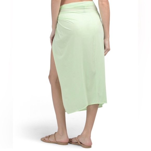 Vix Paula Hermanny Karen Midi Sarong Cover-Up Skirt Lime Swimwear Size Large - Picture 2 of 2